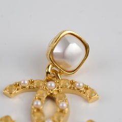 Chanel Faux Pearl Resin Gold Drop Earrings