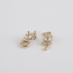 Chanel Crystal CHA-NEL Stud Earrings