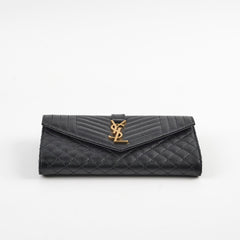 Saint Laurent Envelope Large Flap Wallet Black
