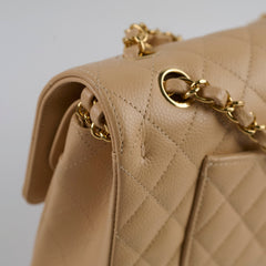 Chanel Classic Double Flap Caviar Beige 2019