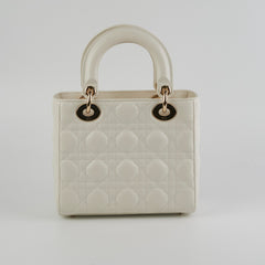 ITEM 19 - Christian Dior Small Lady Dior White Bag