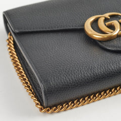 Gucci Marmont Black Leather Wallet On Chain WOC