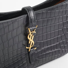 ITEM 9 - Saint Laurent Le5 a 7 croc Embossed Black