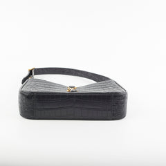 ITEM 9 - Saint Laurent Le5 a 7 croc Embossed Black
