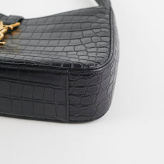 ITEM 9 - Saint Laurent Le5 a 7 croc Embossed Black