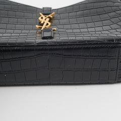 ITEM 9 - Saint Laurent Le5 a 7 croc Embossed Black