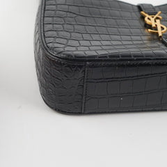 ITEM 9 - Saint Laurent Le5 a 7 croc Embossed Black