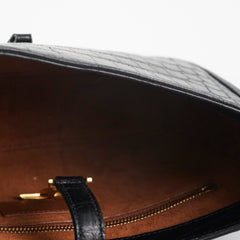 ITEM 9 - Saint Laurent Le5 a 7 croc Embossed Black