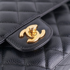 Chanel Medium/Large Caviar Double Classic Flap Black