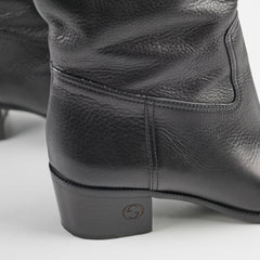 Gucci GG Knee High Heeled Boots Black 38