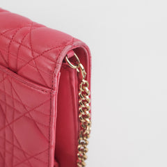 Dior Wallet On Chain Lambskin Pink