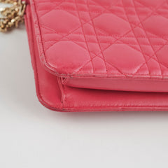 Dior Wallet On Chain Lambskin Pink