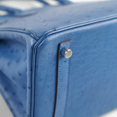 Hermes Birkin Ostrich 30 Blue R Stamp