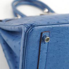 Hermes Birkin Ostrich 30 Blue R Stamp