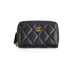 Chanel Zipper Cardholder Lambskin Black 22 Series