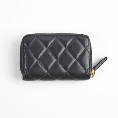 Chanel Zipper Cardholder Lambskin Black 22 Series