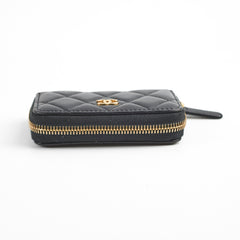 Chanel Zipper Cardholder Lambskin Black 22 Series