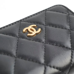 Chanel Zipper Cardholder Lambskin Black 22 Series