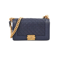 Chanel Caviar Old Medium Boy Navy 25 Series
