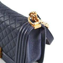 Chanel Caviar Old Medium Boy Navy 25 Series
