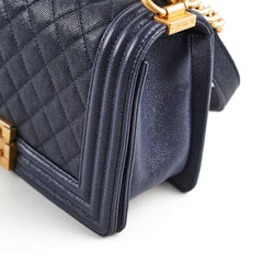 Chanel Caviar Old Medium Boy Navy 25 Series