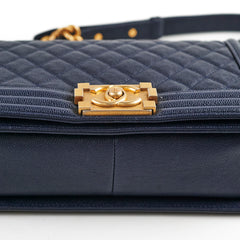 Chanel Caviar Old Medium Boy Navy 25 Series