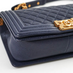 Chanel Caviar Old Medium Boy Navy 25 Series