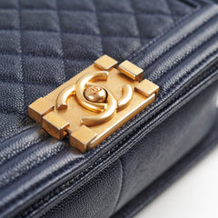 Chanel Caviar Old Medium Boy Navy 25 Series