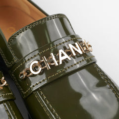 Chanel Patent Loafers Green Size 41