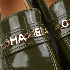 Chanel Patent Loafers Green Size 41