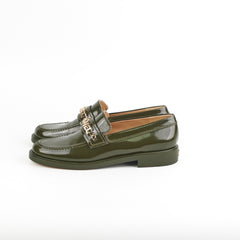 Chanel Patent Loafers Green Size 41