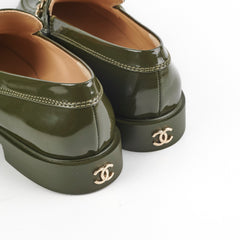 Chanel Patent Loafers Green Size 41