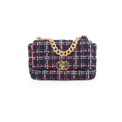 Chanel 19 Small Tweed Navy Bag