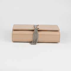 Saint Laurent Medium Kate Croc Beige Tassel Wallet On Chain WOC
