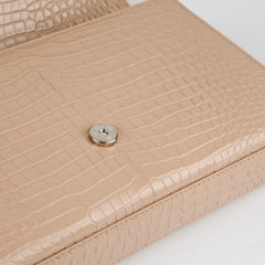 Saint Laurent Medium Kate Croc Beige Tassel Wallet On Chain WOC