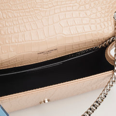 Saint Laurent Medium Kate Croc Beige Tassel Wallet On Chain WOC