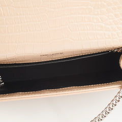 Saint Laurent Medium Kate Croc Beige Tassel Wallet On Chain WOC