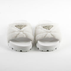 Prada Fur Slides White