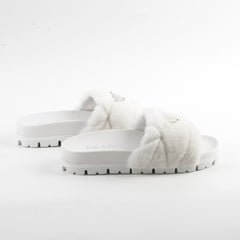 Prada Fur Slides White