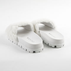 Prada Fur Slides White