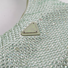 Prada Mint Green Satin Mini Crystal Studded Re-Edition 2000 Shoulder Bag