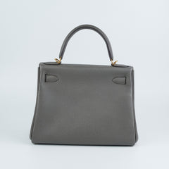 Hermes Kelly 28 Togo Gris Etain - Z Stamp