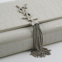 Saint Laurent Medium Kate Tassel Light Grey