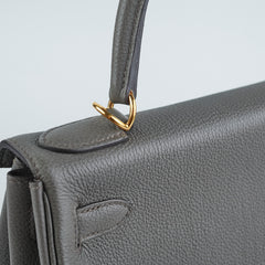 Hermes Kelly 28 Togo Gris Etain - Z Stamp