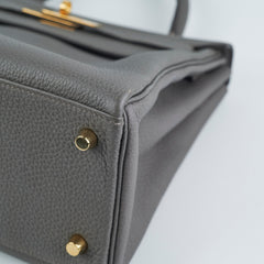 Hermes Kelly 28 Togo Gris Etain - Z Stamp