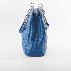 Christian Dior Cannage Leather Shopping Tote Blue