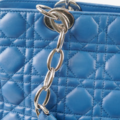 Christian Dior Cannage Leather Shopping Tote Blue