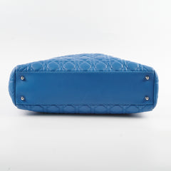 Christian Dior Cannage Leather Shopping Tote Blue