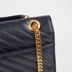 Saint Laurent Large Envelope Navy Shoulder Bag