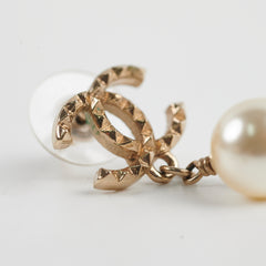 Chanel CC Pearl Drop Earrings